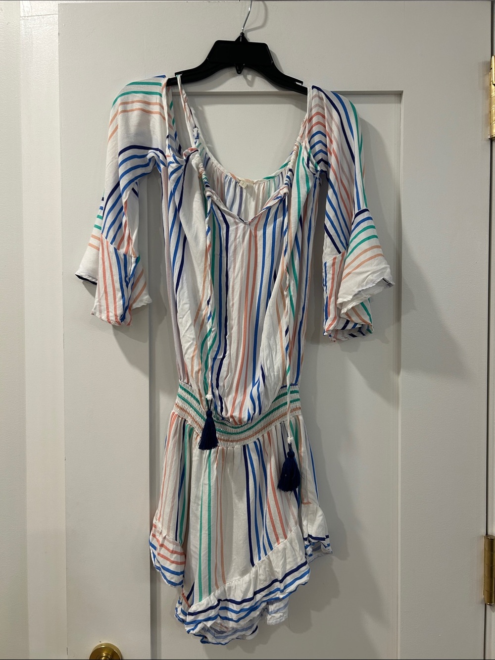Surf Gypsy Striped Romper CoverUp, Size Large